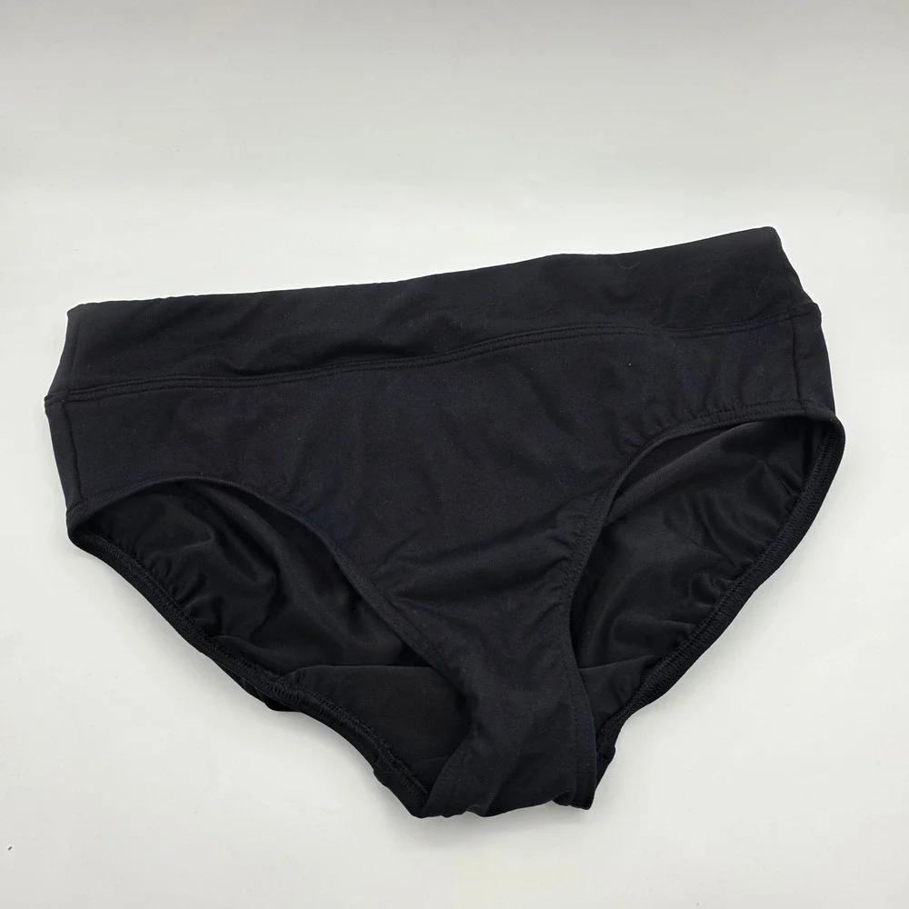 Lands' End Swim Bikini Bottom Black Solid Girls Size 8